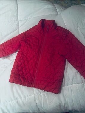 Old Navy Girls Pink Quilted Heart Puffer Jacket